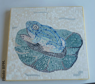 Ceci est une photo de la mosaique en grès cérame de Dominique. Ceci est une photo de la mosaique en grès cérame de Dominique.