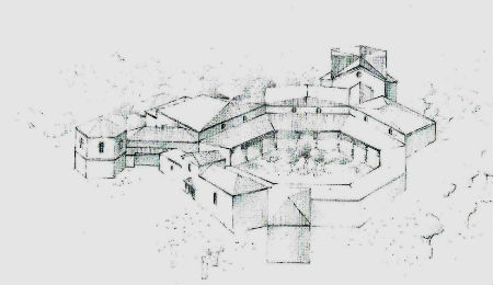 Ceci est un dessin hypothétique de la villa romaine de Rabaçal (Portugal, région centre.)